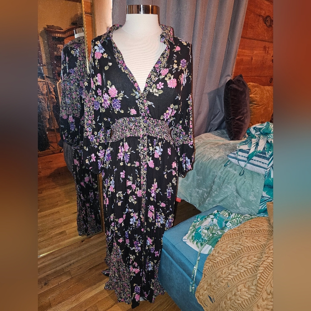 Free People Black Floral Maxi Dress